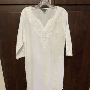 Tommy Bahama white embroidered linen dress